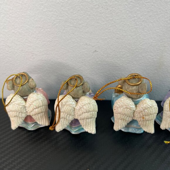 Vintage Angel Mouse Christmas Ornaments Set of 5 Pastel Gowns Harp Books Star - Picture 6 of 14